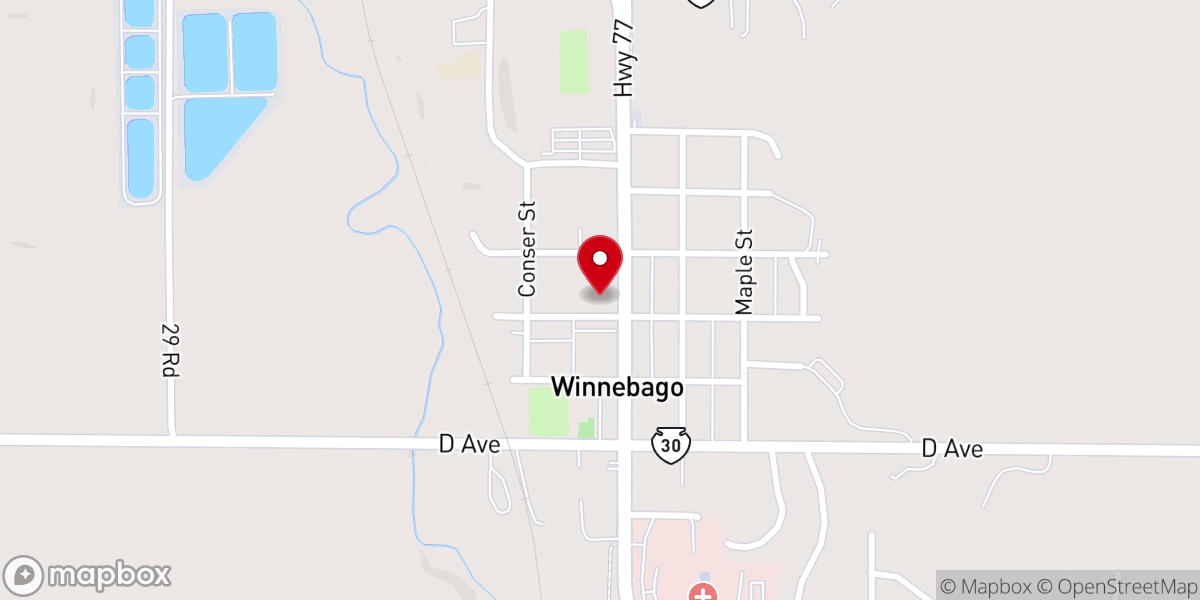 Map showing location of Winnebago Reformed Church