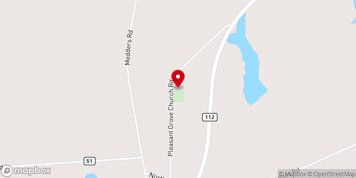 Map showing location of Pleasant Grove Baptist Church
