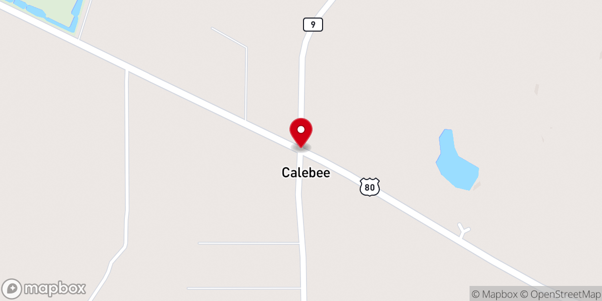 Map showing location of Calabee Church