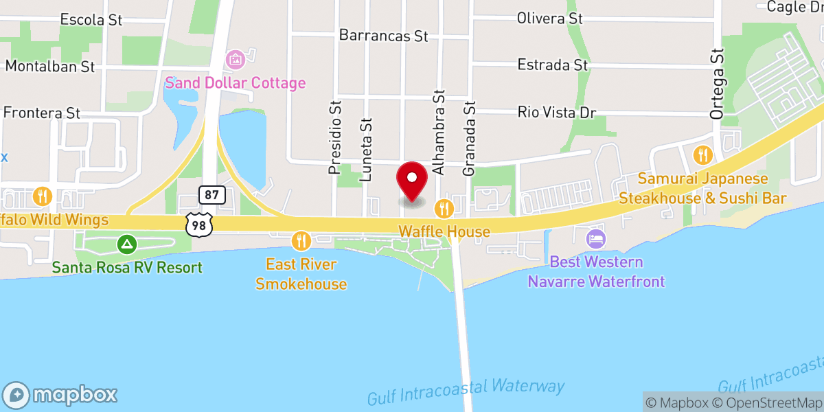 Map showing location of Navarre Beach Area Chamber Foundation