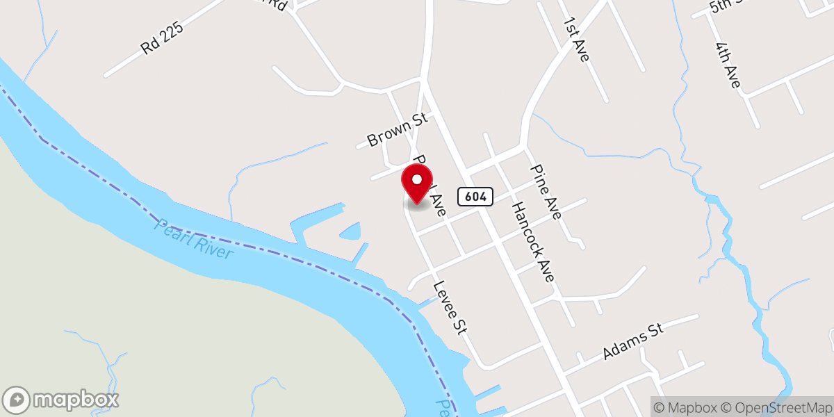 Map showing location of Pearlington United Methodist Church
