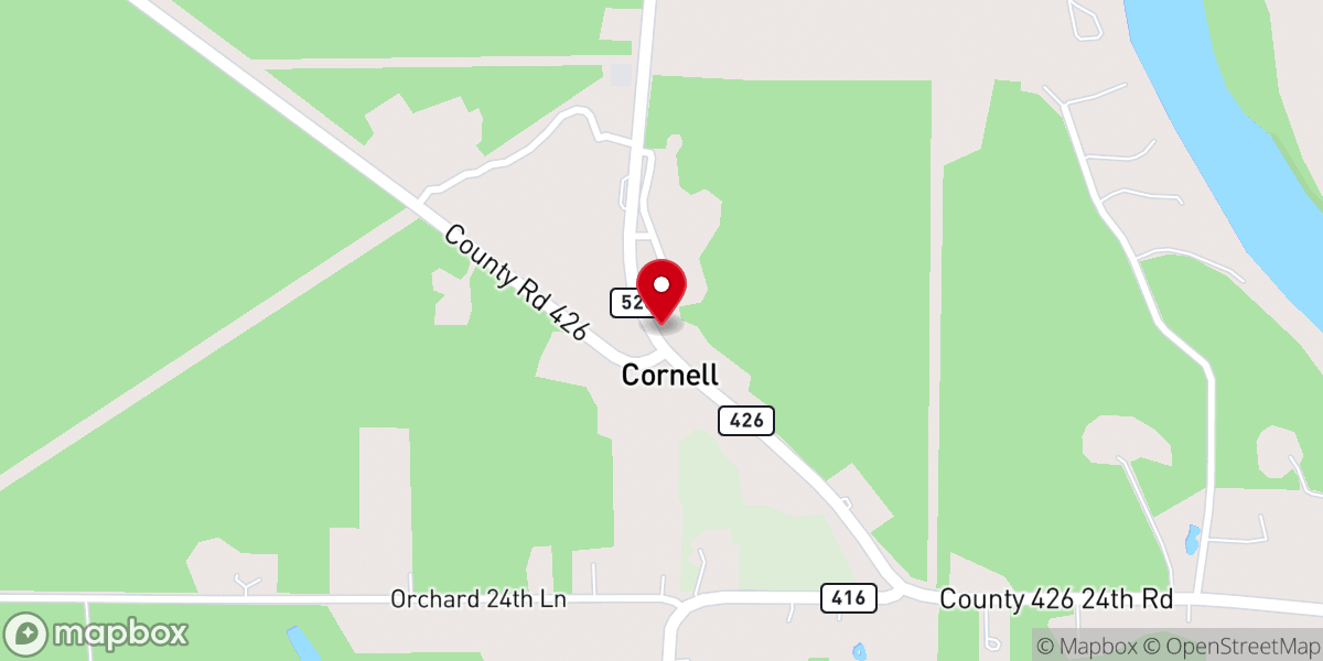 Map showing location of CORNELL TOWNSHIP HALL