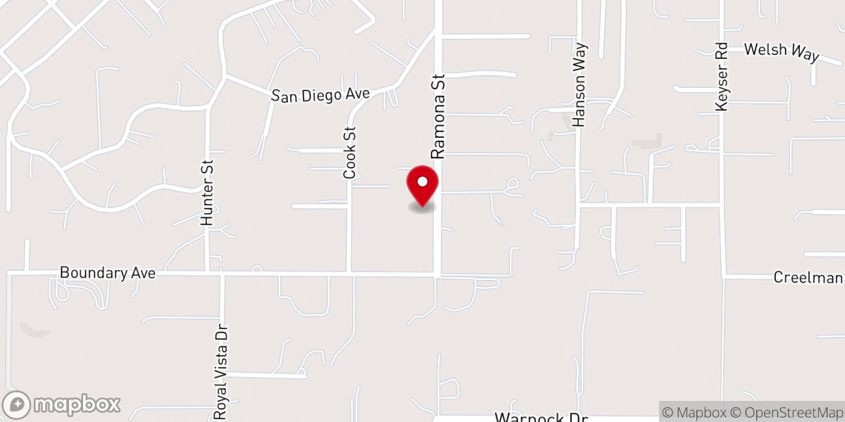 Map showing location of Ramona Potter's House Christain Fellowship Church