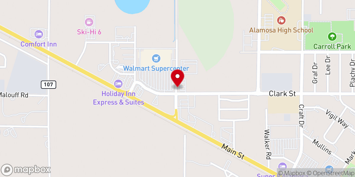 Map showing location of San Luis Valley Church of Christ
