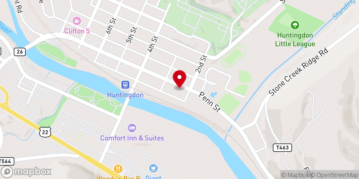 Map showing location of St John's Episcopal Church