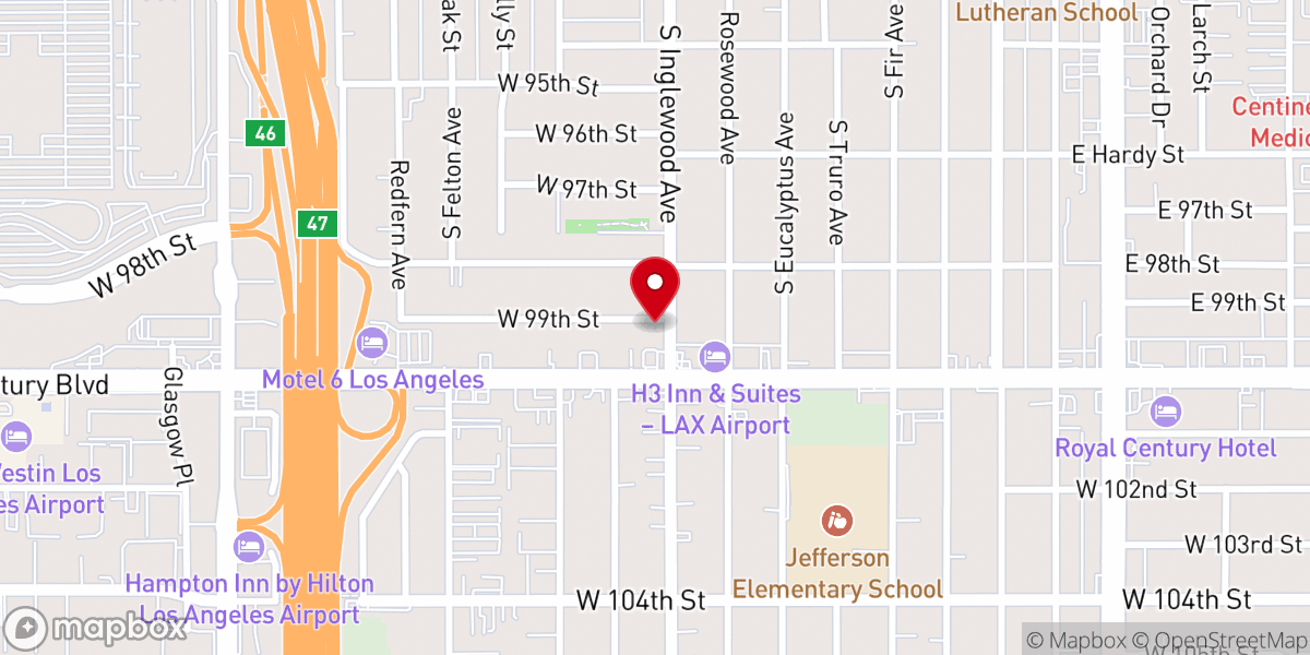 Map showing location of Kidist Selasie Ethiopian Orthodox Tewahedo Church Los Angeles