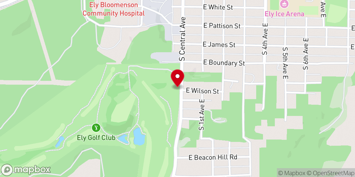 Map showing location of St. Mary's Episcopal Church, Ely, MN