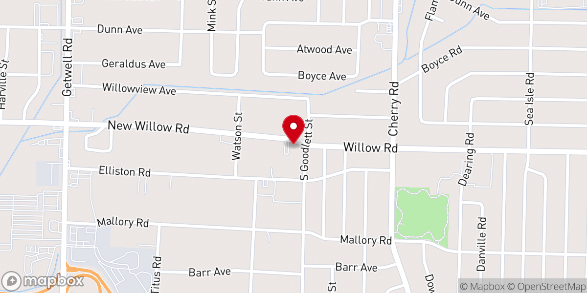 Map showing location of Willow Oaks Pentecostal Holiness Church