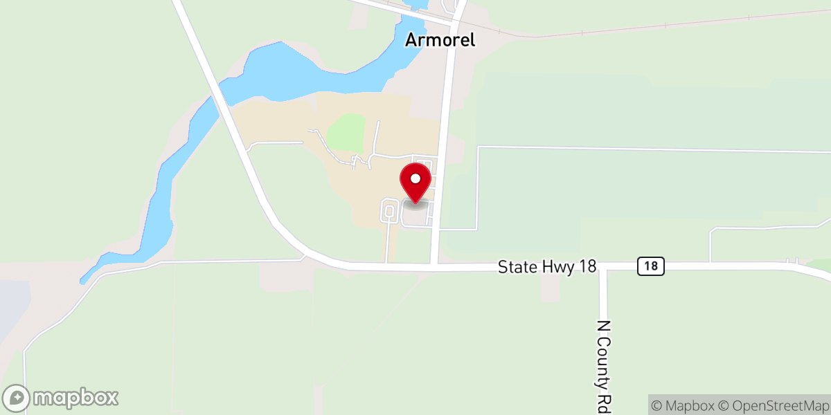 Map showing location of Armorel Baptist Church
