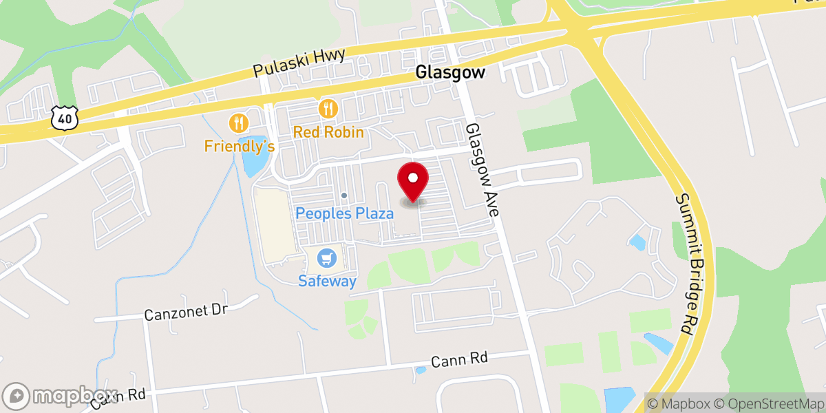 Map showing location of Calvary Chapel of Newark Delaware