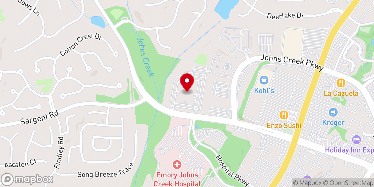 Map showing location of Johns Creek Baptist Church