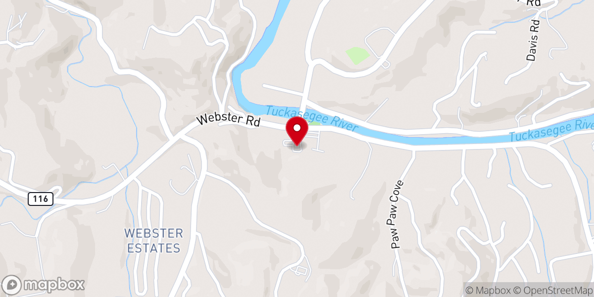 Map showing location of Webster Baptist Church