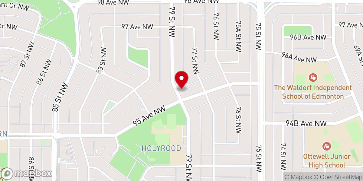 Map showing location of Holyrood Mennonite Church
