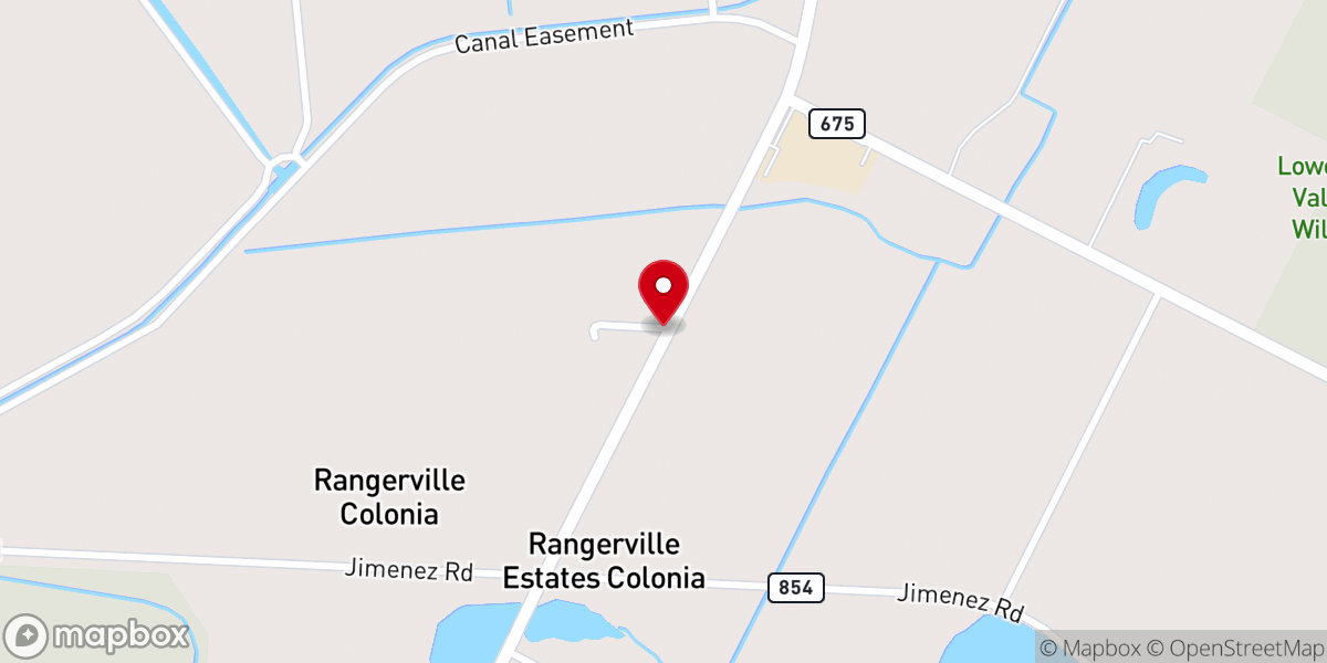 Map showing location of Rangerville Baptist Church