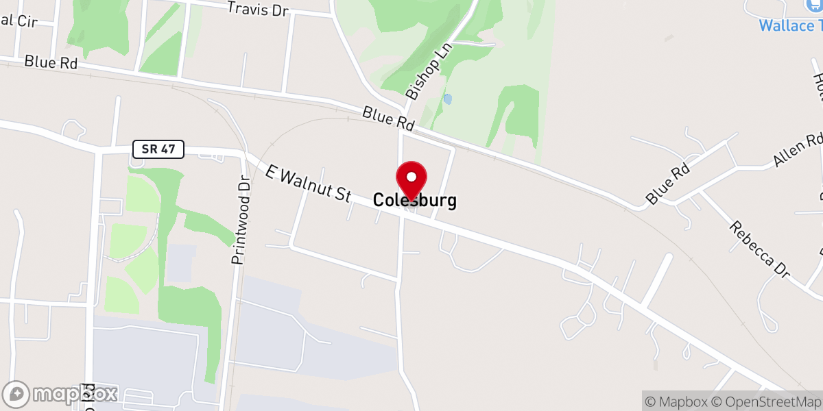 Map showing location of Colesburg Church of Christ