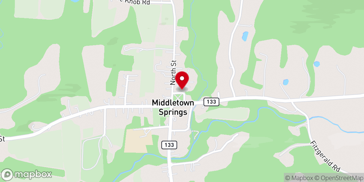 Map showing location of Middletown Springs Community Church