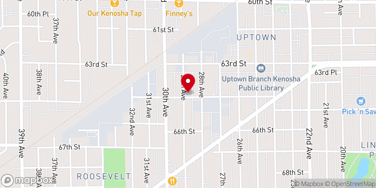 Map showing location of Kenosha Central Church of Christ