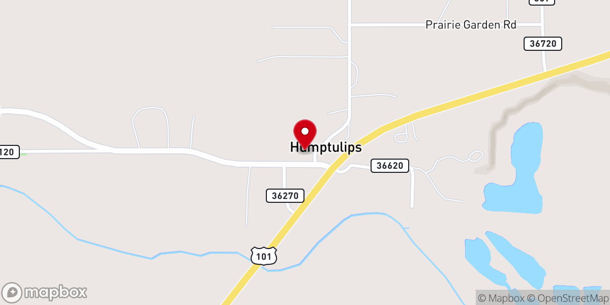 Map showing location of Humptulips Valley Church