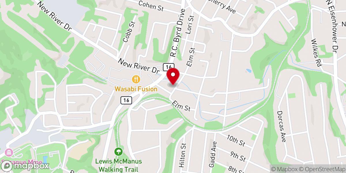 Map showing location of Beckley Praise Church