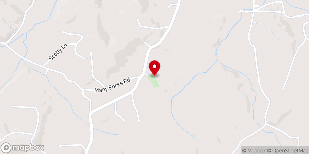 Map showing location of Many Forks Baptist Church