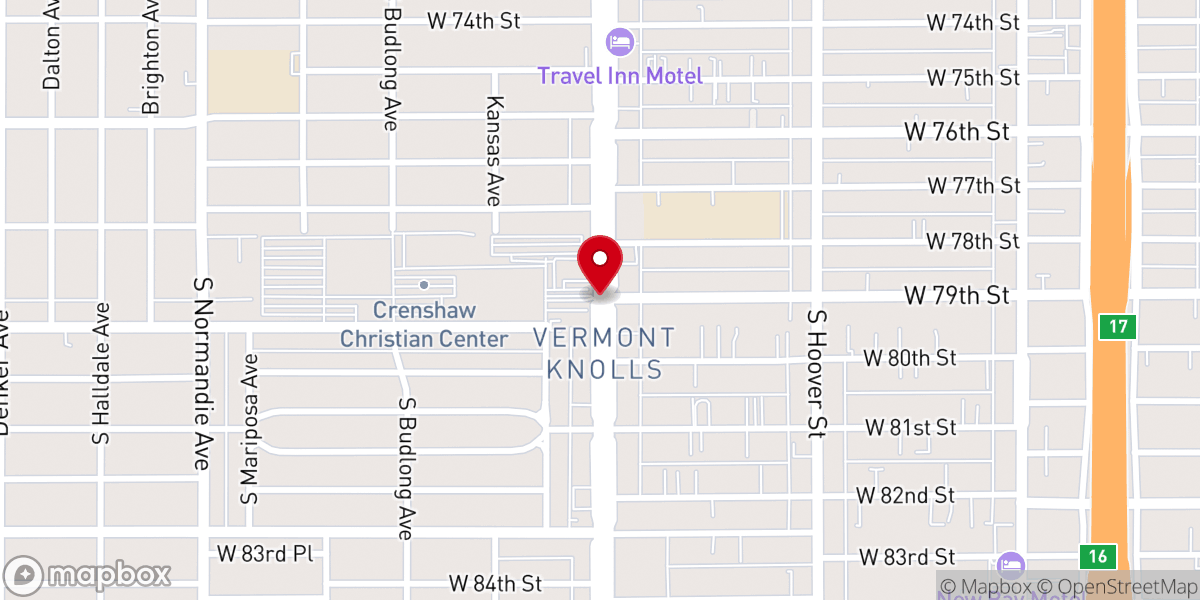 Map showing location of Crenshaw Christian Center