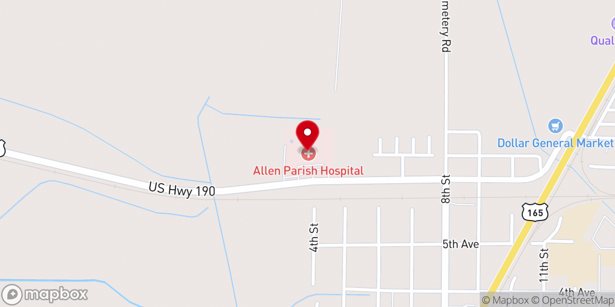Map showing location of Allen Parish Community Healthcare