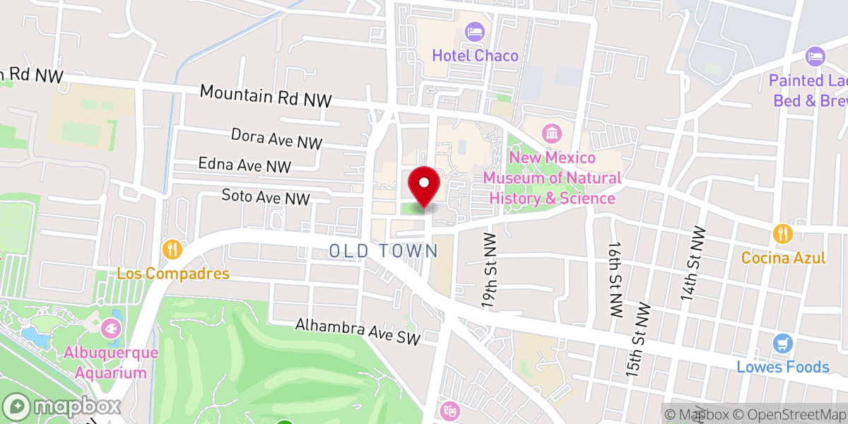Map showing location of Old Town Albuquerque