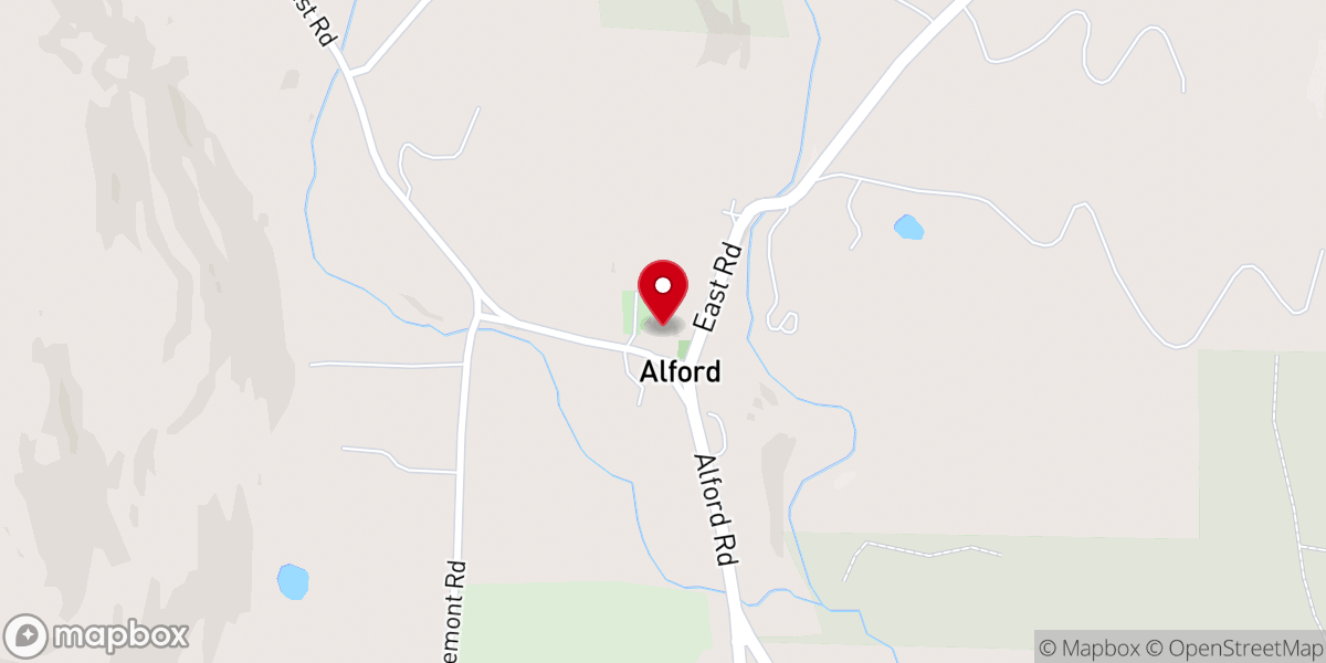 Map showing location of Alford Village Church