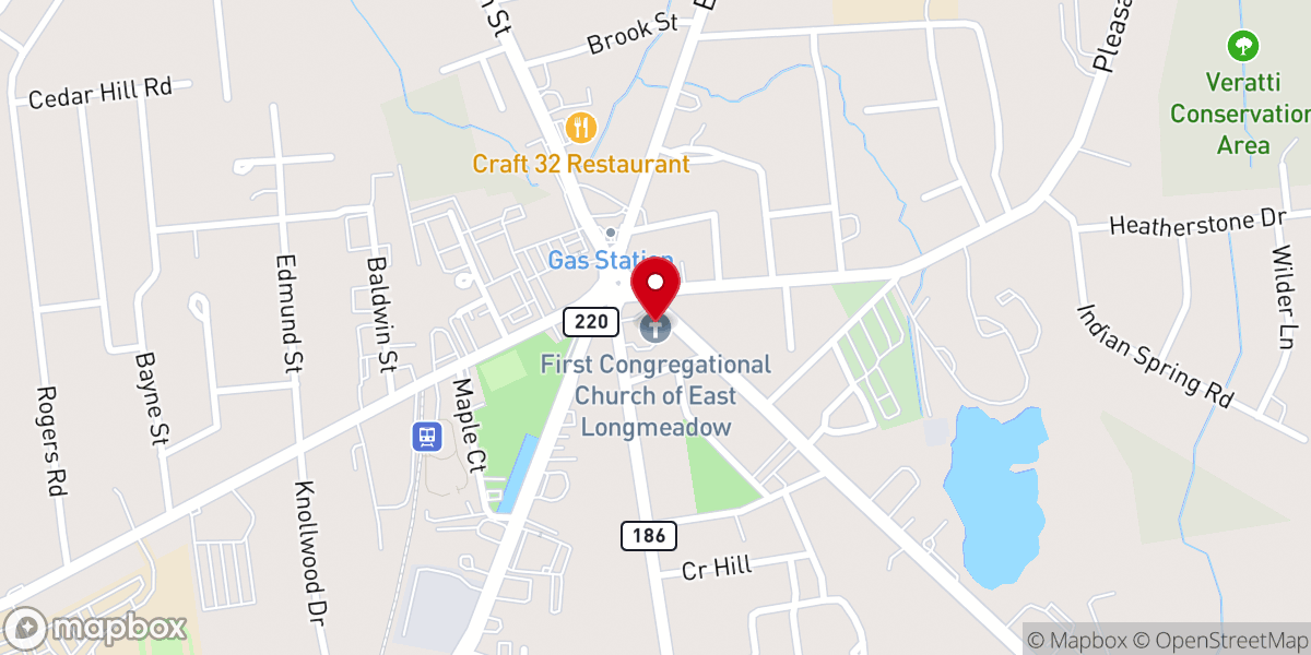 Map showing location of First Congregational Church of East Longmeadow