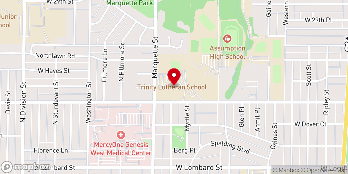 Map showing location of Trinity Lutheran School