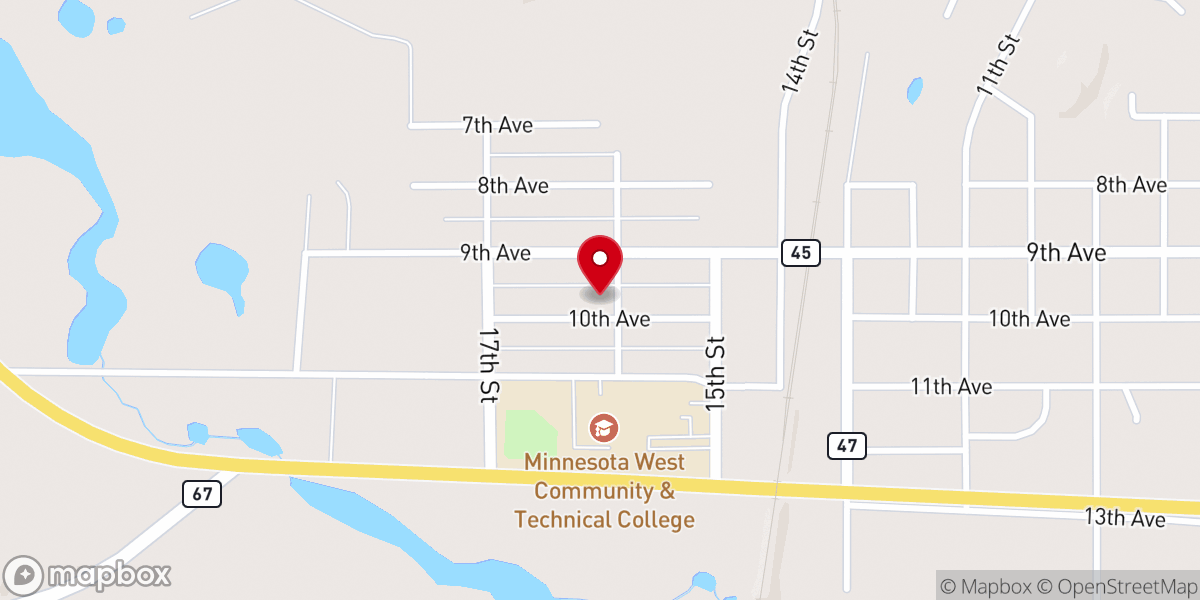 Map showing location of First Baptist Church of Granite Falls