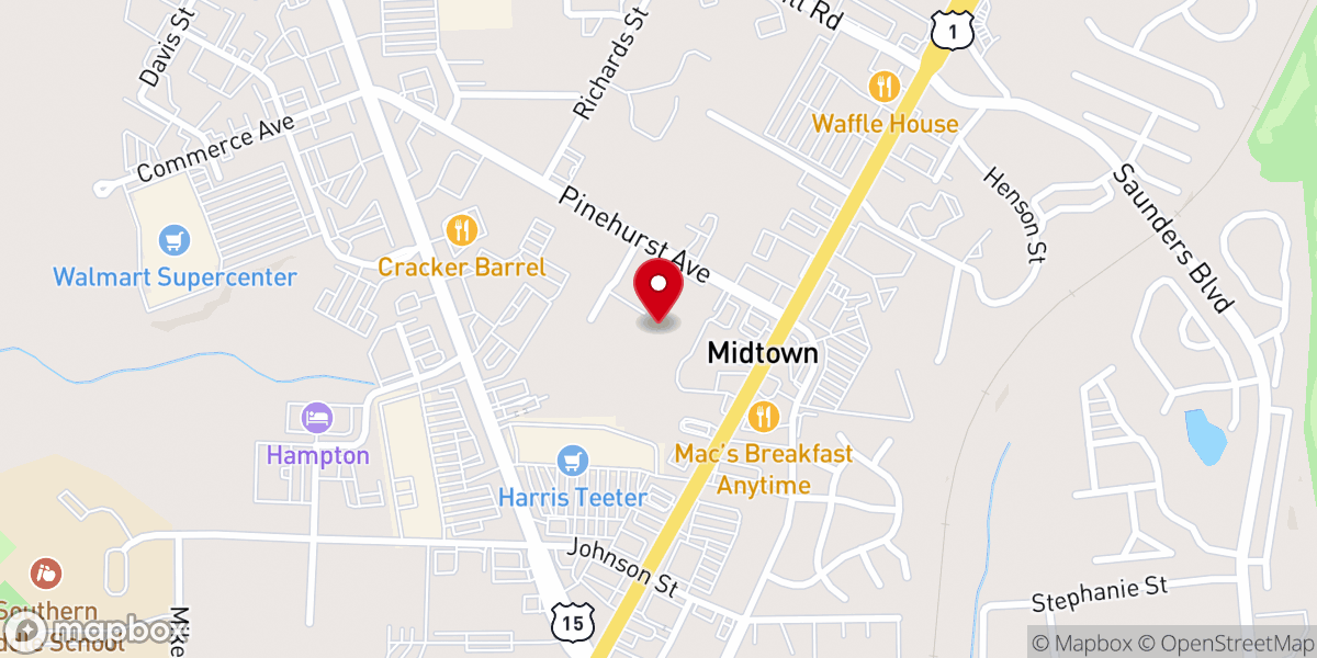 Map showing location of Food Bank CENC at Sandhills