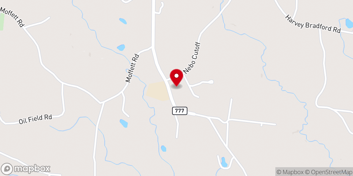 Map showing location of Nebo Baptist Church