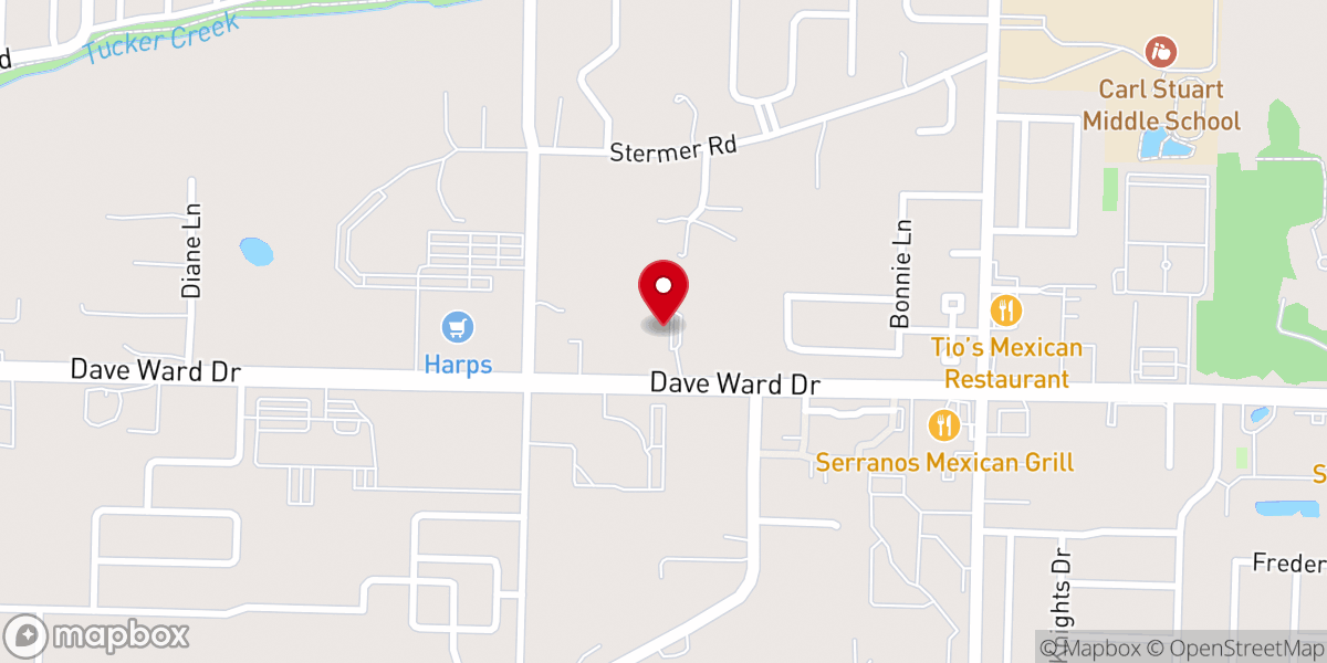 Map showing location of Bible Baptist Church
