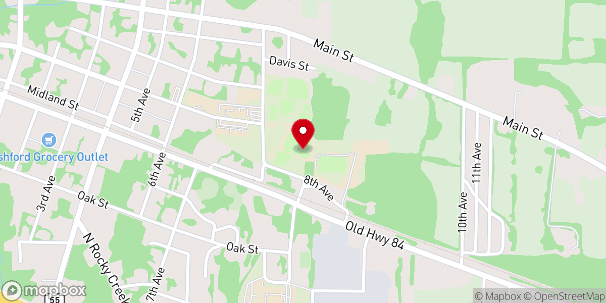Map showing location of Ashford Baseball Field