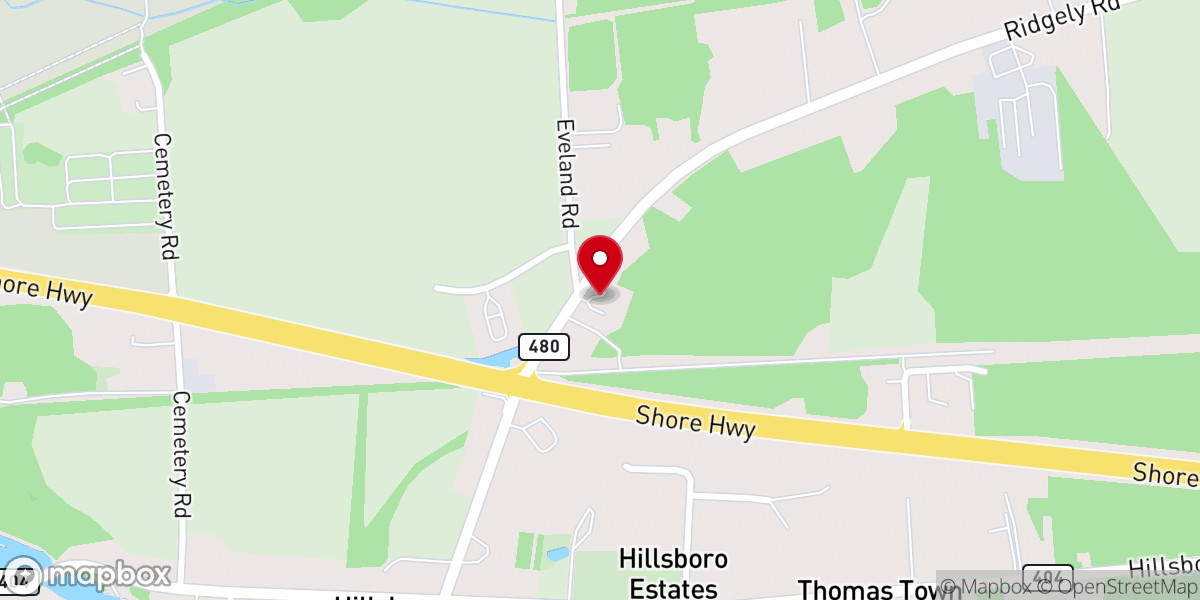 Map showing location of New Hope Baptist Church