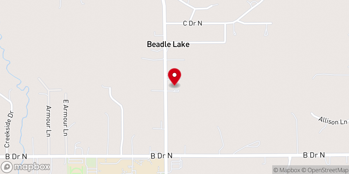 Map showing location of Harper Creek Baptist Church