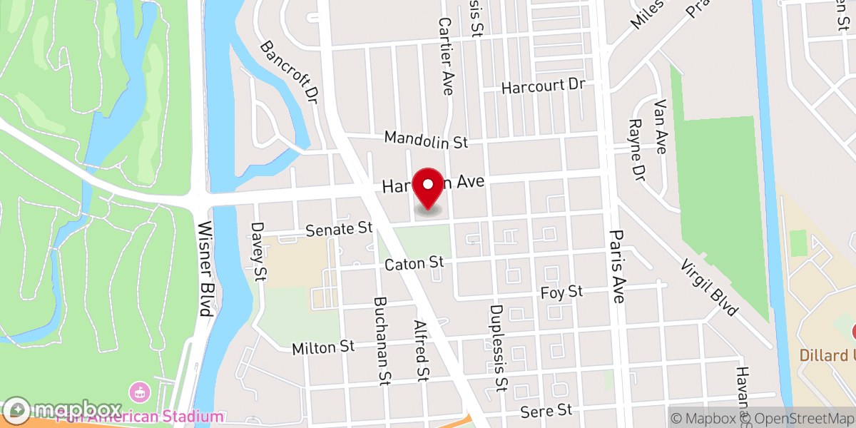Map showing location of Gentilly Greater Harvest Baptist Church