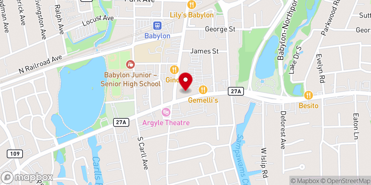 Map showing location of Deacon's Food Pantry - First Presbyterian Church of Babylon