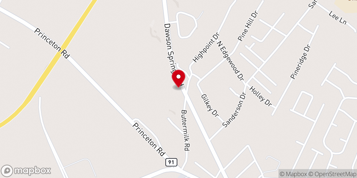 Map showing location of Allen Grove Church