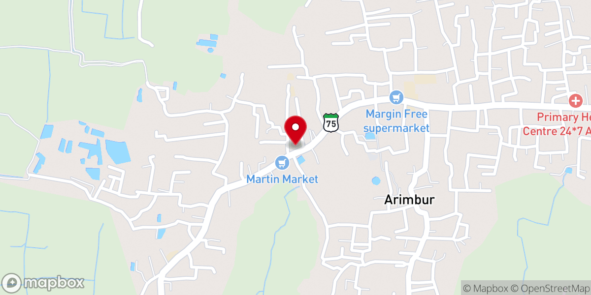 Map showing location of St. Theresa's Church, Eravu