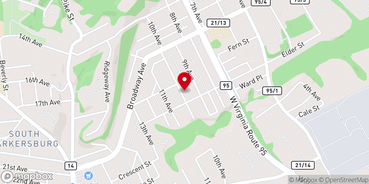 Map showing location of Broadway Baptist Church