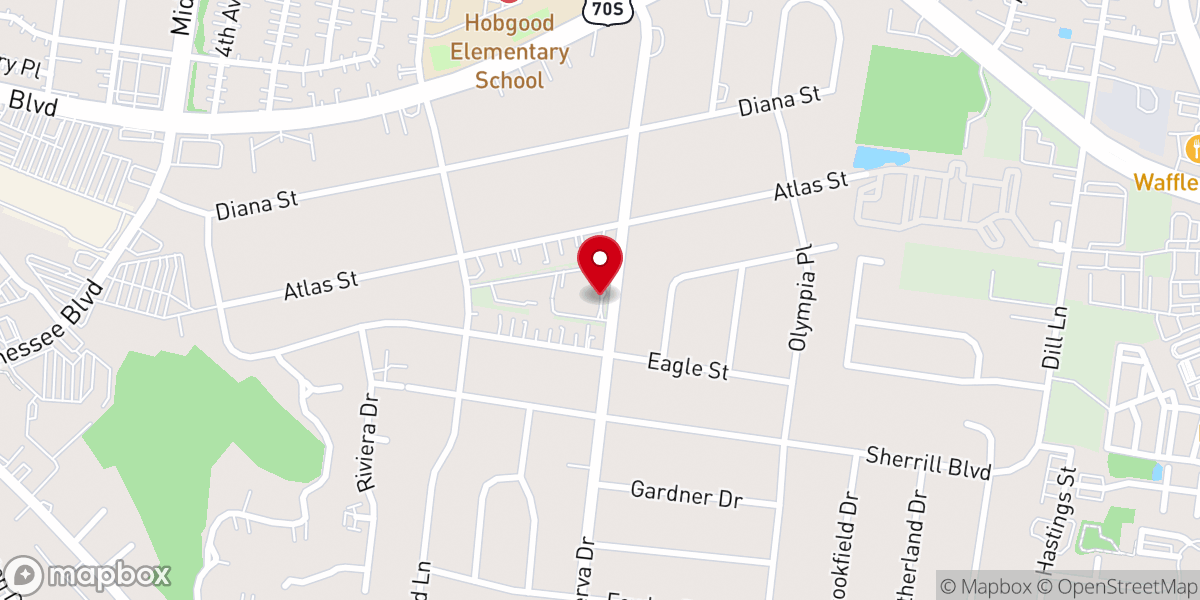 Map showing location of Southeast Baptist Church
