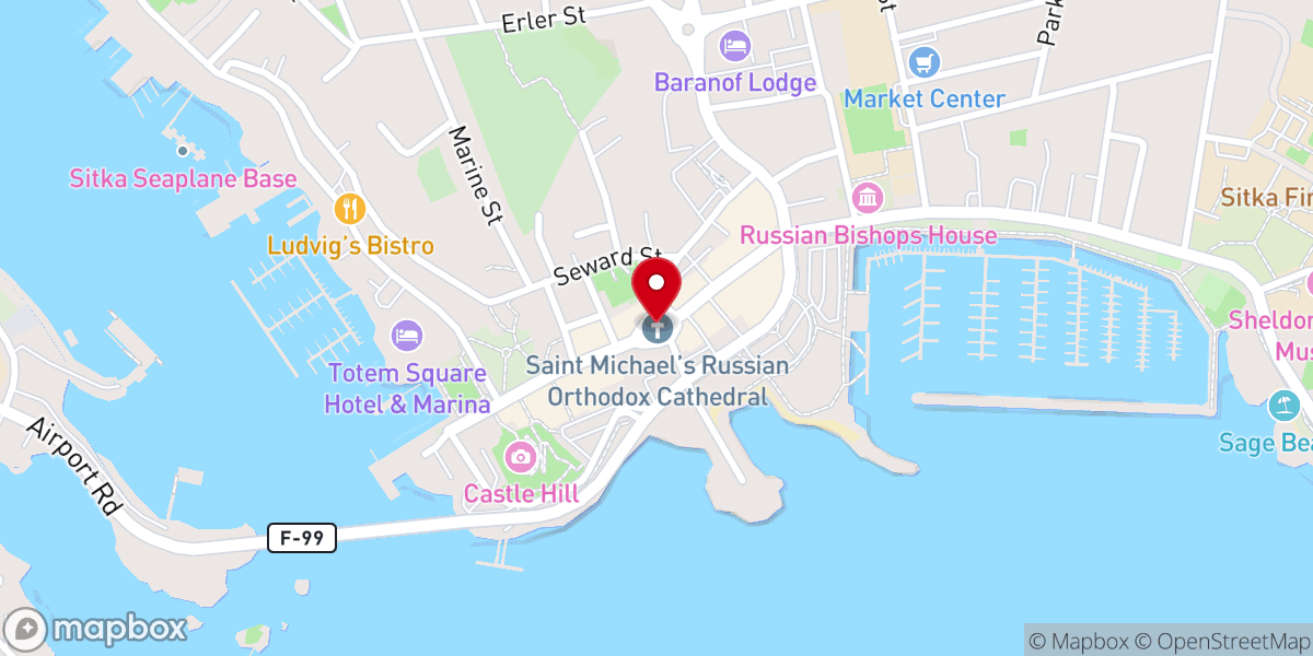 Map showing location of Saint Michael's Russian Orthodox Cathedral