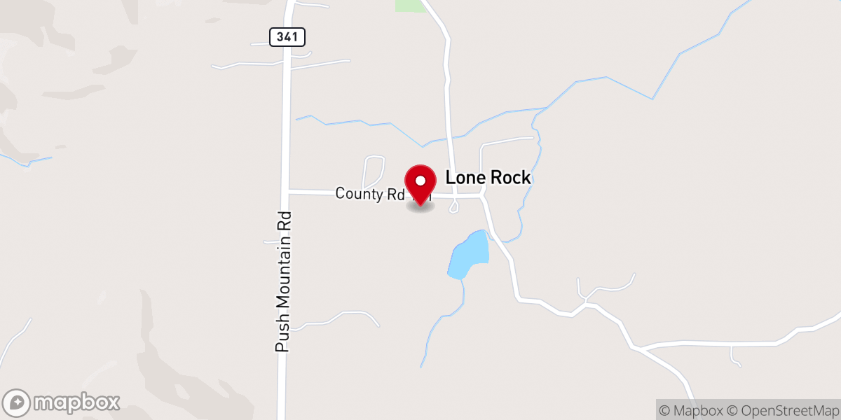 Map showing location of Lone Rock Church of Christ