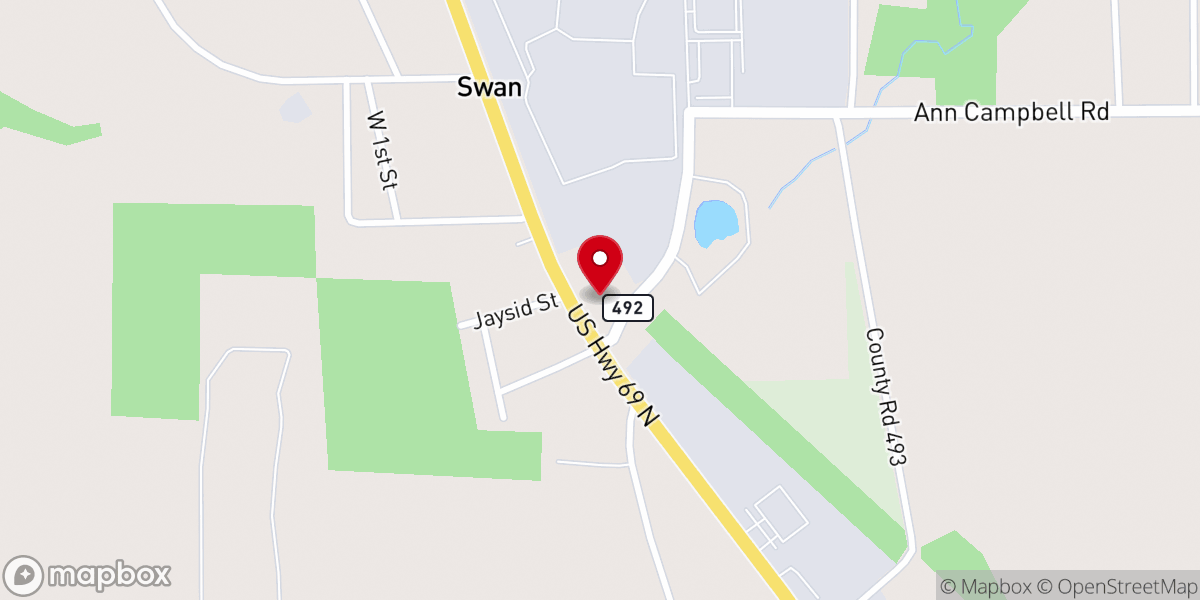 Map showing location of First Baptist Church Swan