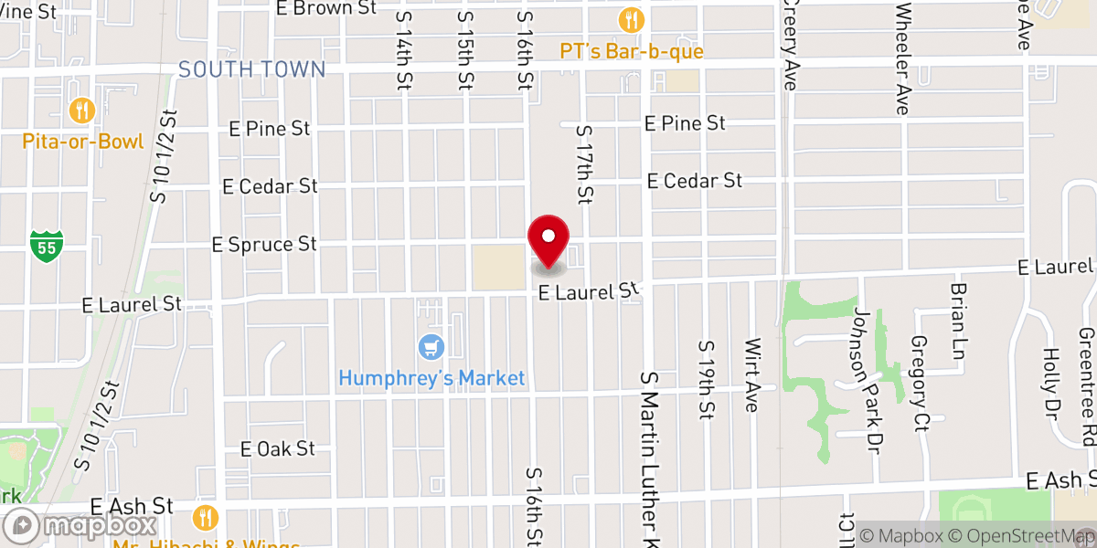 Map showing location of Zion Baptist Church