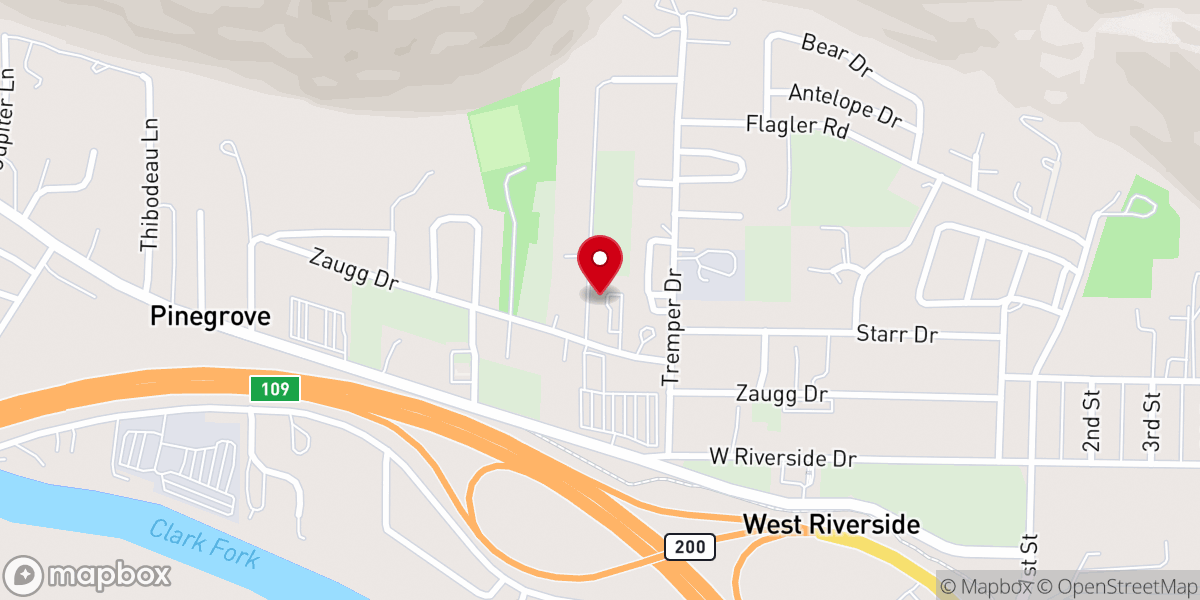 Map showing location of Hope Baptist Church