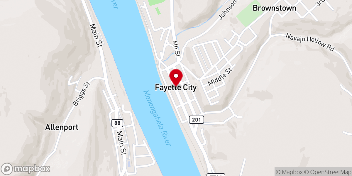 Map showing location of Little Redstone Presbyterian Church