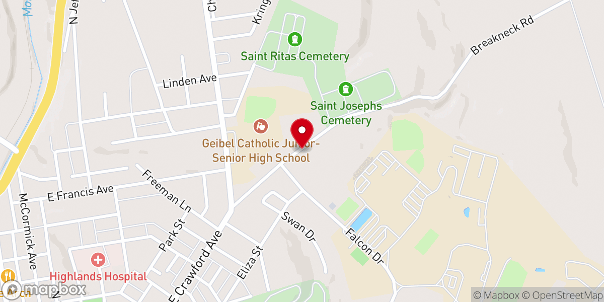Map showing location of Connellsville Church of God